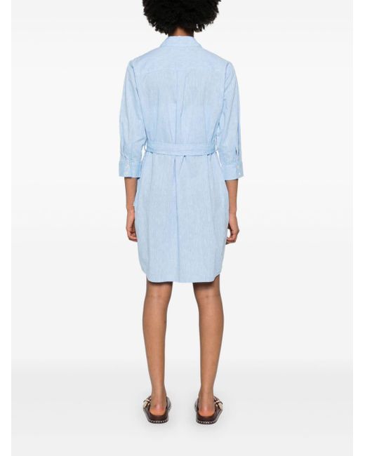 Robe-chemise courte à taille ceinturée Woolrich en coloris Blue