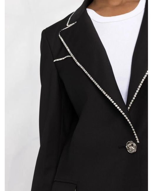 Philipp Plein Black Crystal-Embellished Single-Breasted Blazer