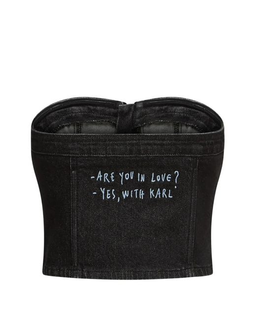 Karl Lagerfeld Black X Pietro Terzini Denim Bandeau Top