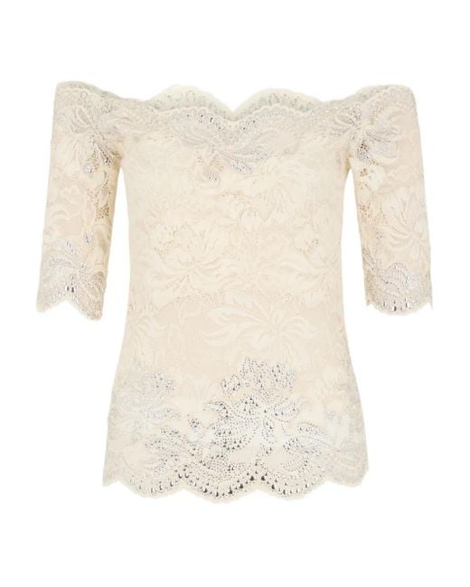 Rabanne White Off-Shoulder Embellished-Detail Top