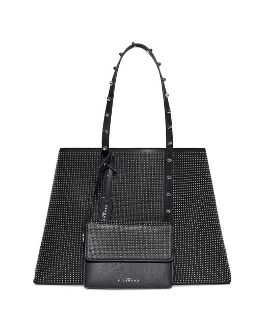 John Richmond Black Studded-Detail Shoulder Bag