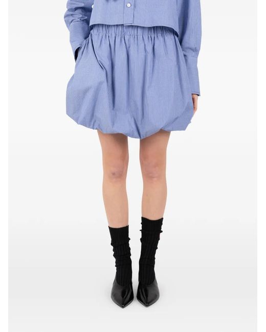 Societe Anonyme Blue Striped Gathered Mini Skirt