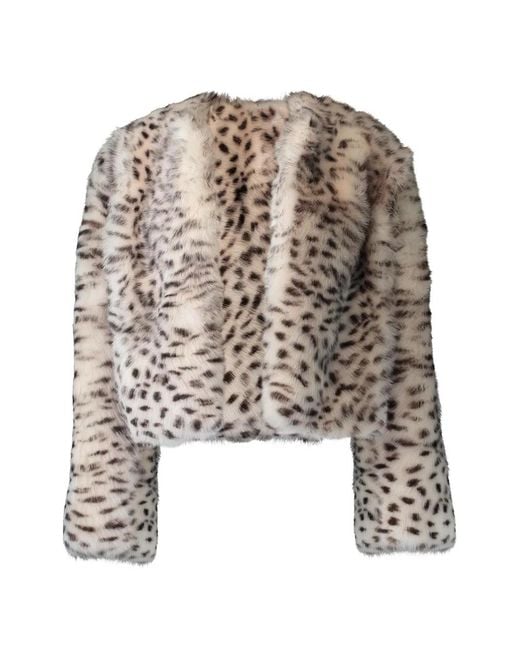 Susan Bender White Leopard-Print Shearling Jacket