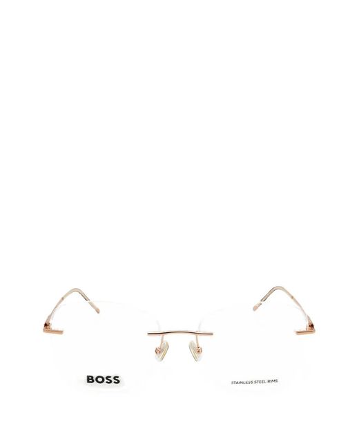 Boss Natural Rimless Rectangle-Shape Glasses
