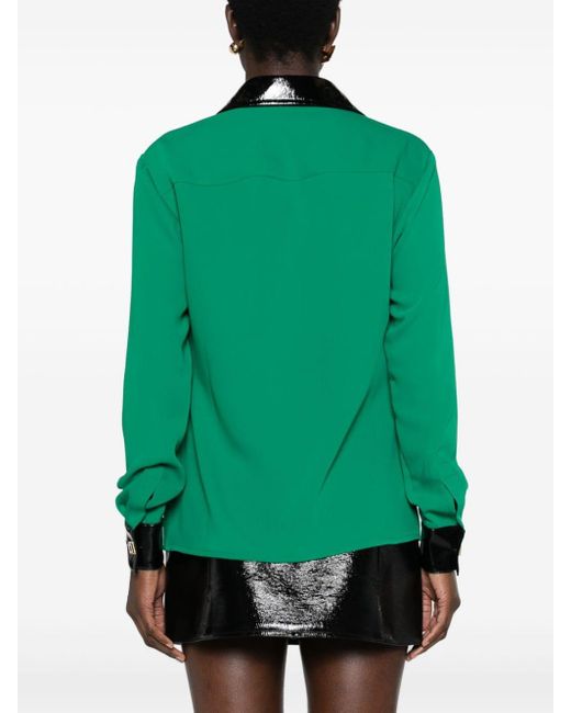 Casablancabrand Green Contrast-collar Crepe Shirt