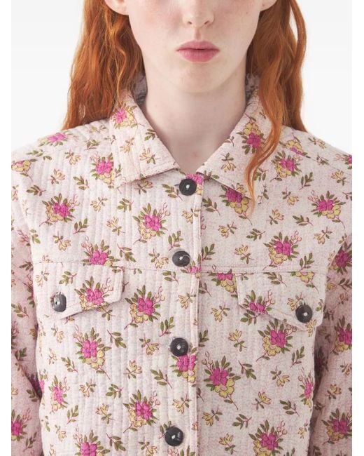 Antik Batik Natural Steppjacke mit Blumen-Print