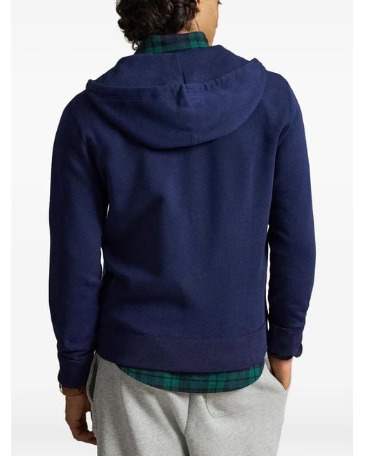 Polo Ralph Lauren Blue Logo-Embroidered Zip-Up Hoodie for men