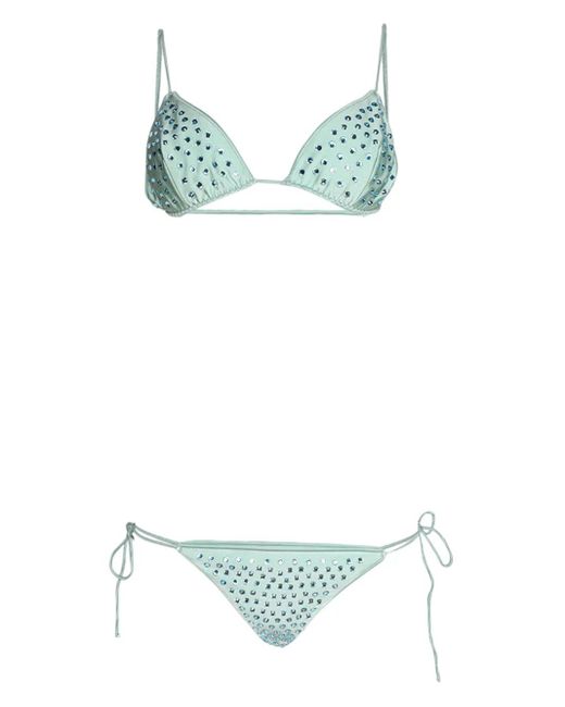 Oseree Green Gem Crystal-Embellished Bikini