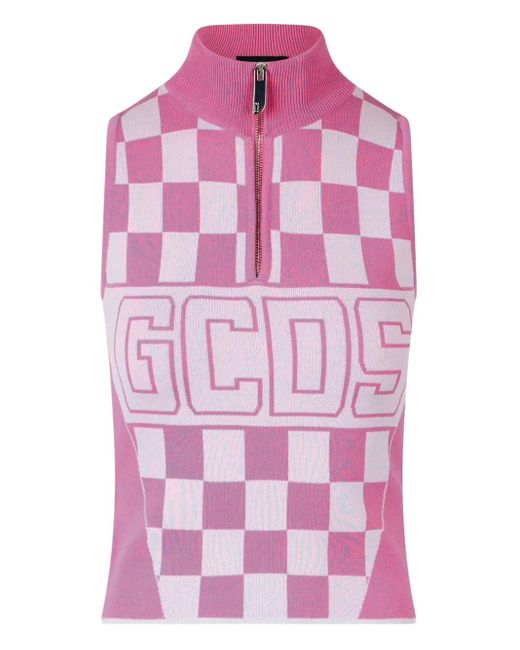 Gcds Pink Logo-Print Top