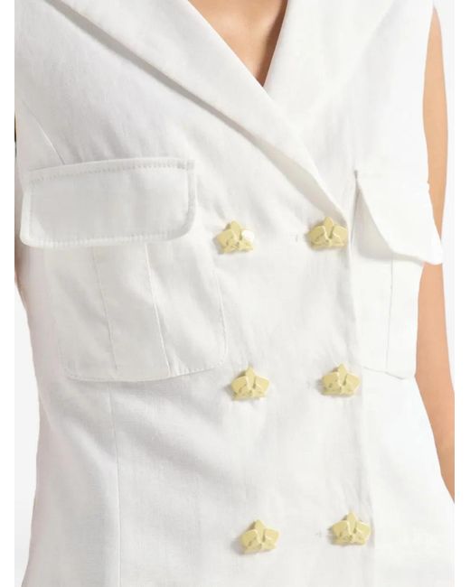Genny White Double-Breasted Pocket Vest