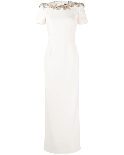 Jenny Packham White Lana Crystal-embellished Dress