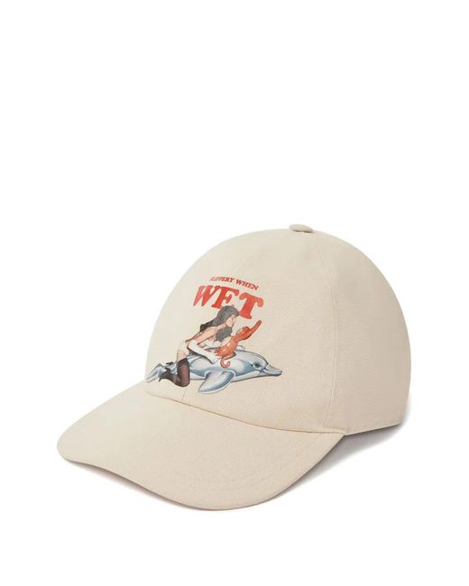 Stella McCartney Natural Graphic-Print Buckle Cap