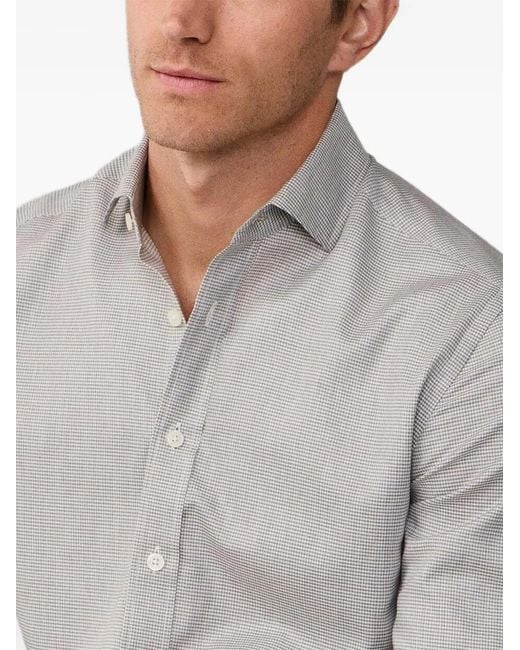 Hackett Gray Puppytooth-Pattern Shirt for men