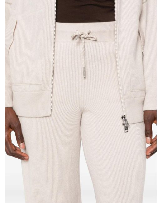 Panicale White Ribbed-Knit Drawstring Track Pants