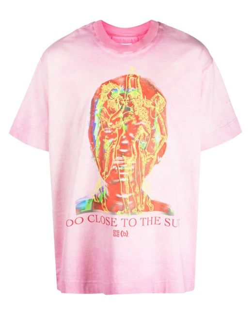 Givenchy Ausgeblichenes T-Shirt mit Print in Pink für Herren