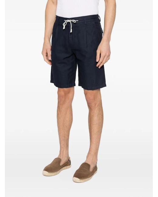 Eleventy Blue Drawstring Pleated Shorts for men