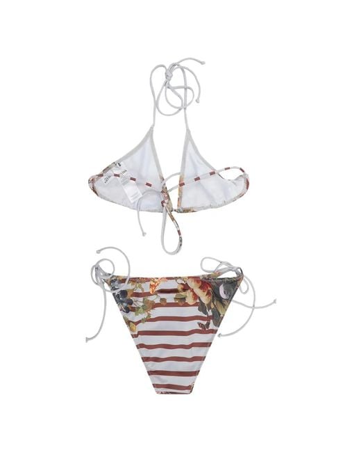 Jean Paul Gaultier White Floral-Print Bikini Set