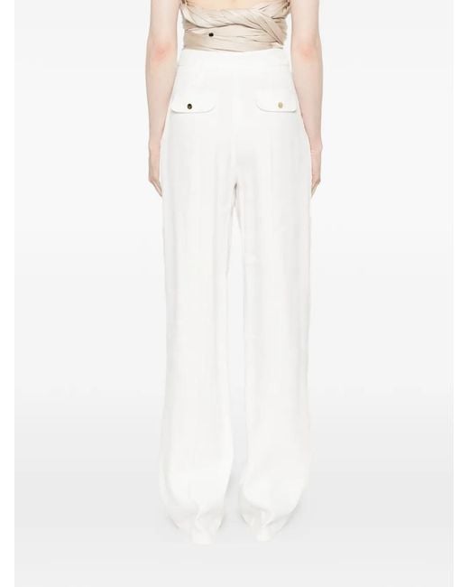 Elisabetta Franchi White Pleated Trousers
