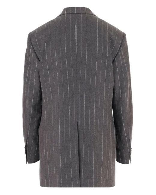 Tagliatore Gray Striped Single-Breasted Blazer