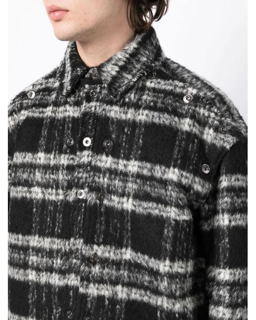 Y. Project Black Textured Stripe-Pattern Shirt Jacket for men