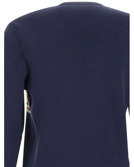 Lacoste Blue Textured-Stripes Logo-Embroidered Sweater for men