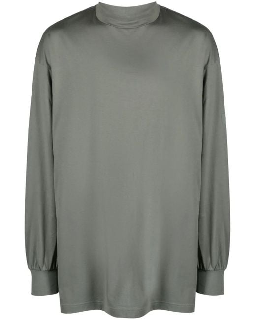 Y-3 Gray Logo-Print Cotton T-Shirt for men
