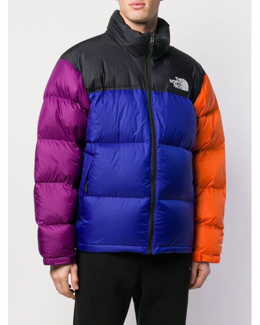 The North Face Colour Block Padded Jacket in Blue for Men | Lyst UK