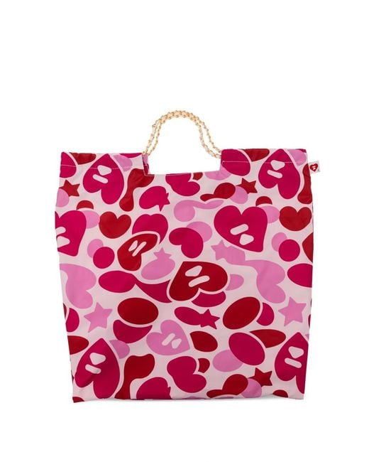 AAPE BY A BATHING AP Pink Printed Tote Bag