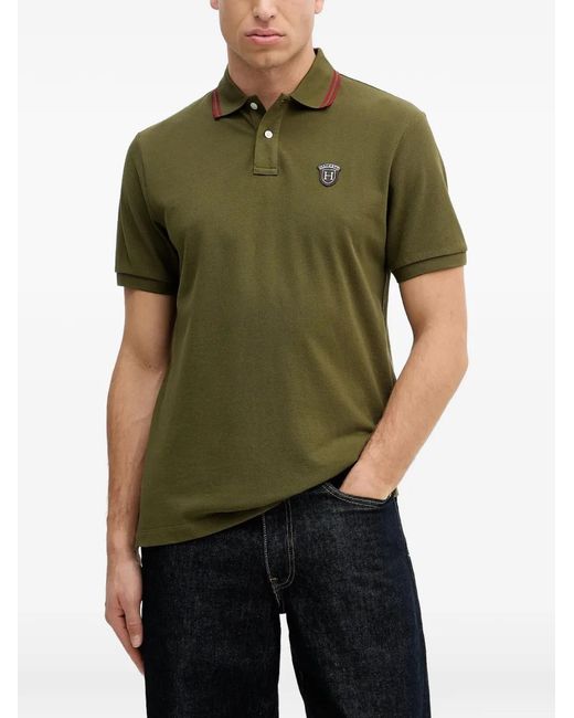 Hackett Green Logo-Patch Polo Shirt for men