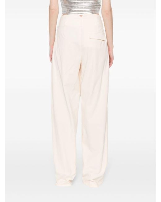 Genny White Pleated Tapered Trousers