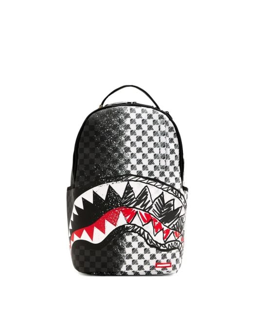 Sprayground White Shark-Tooth Check Backpack for men