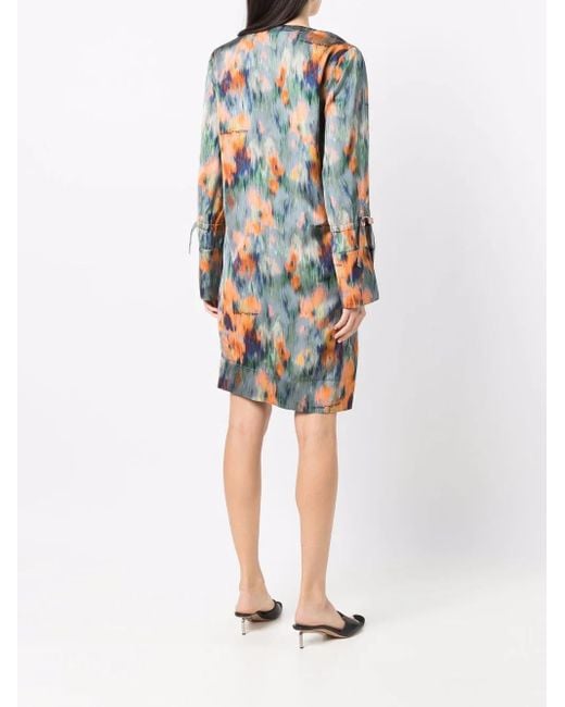 Off-White c/o Virgil Abloh Orange Robe Drapée À Imprimé Abstrait