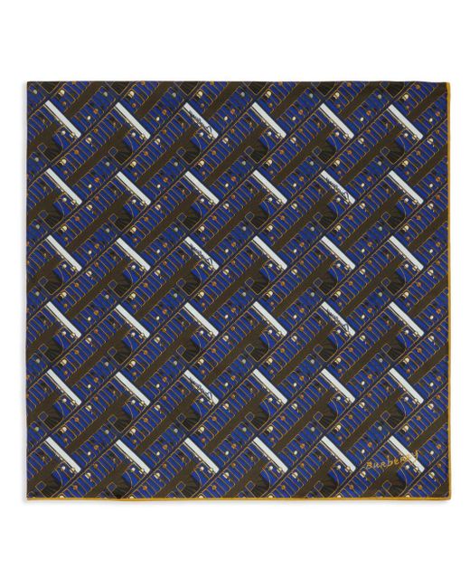 Burberry Blue Seidenschal mit geometrischem Print