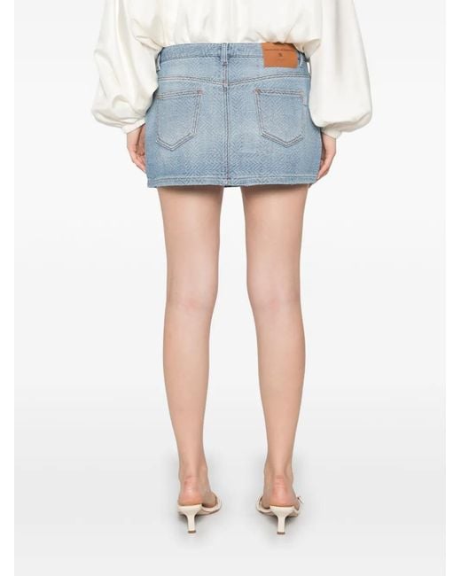 Ermanno Scervino Blue Pattern Mini Denim Skirt