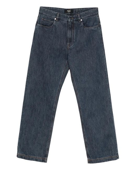 Fendi Blue Padded Straight Bootcut Jeans for men