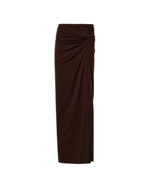 ANDAMANE Brown Twist-Detail Gathered Maxi Skirt