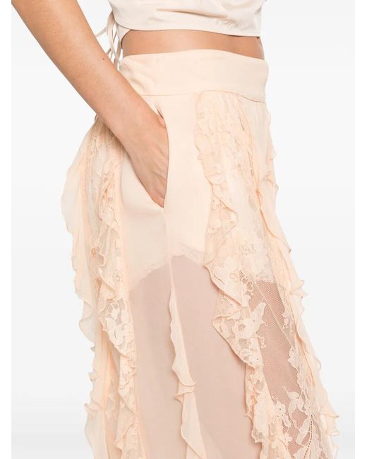 Zimmermann White Rebellion Ruffled Lace Trousers