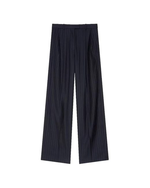 Givenchy Blue Pinstripe-Pattern Pleated Trousers