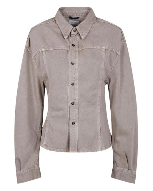 Haikure Gray Button-Detailed Cotton Shirt