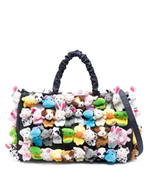 La Milanesa Blue Large Toys-Appliqué Cotton Tote Bag