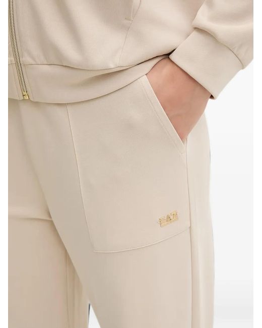 EA7 Natural Core Logo-Plaque Drawstring Track Pants