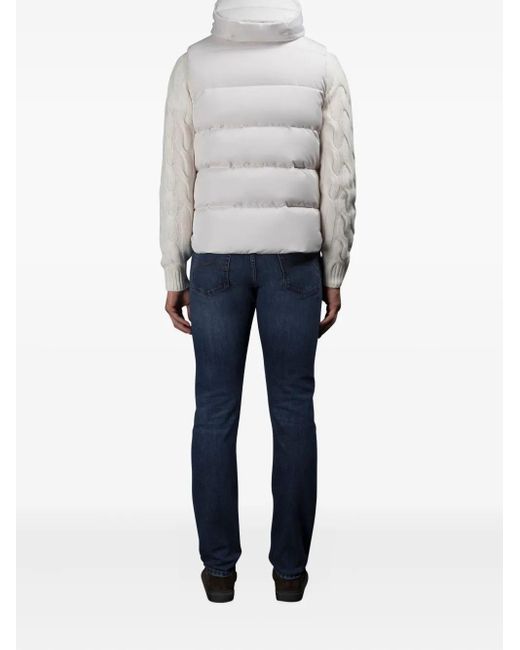 Moorer White Fire Hooded Gilet for men