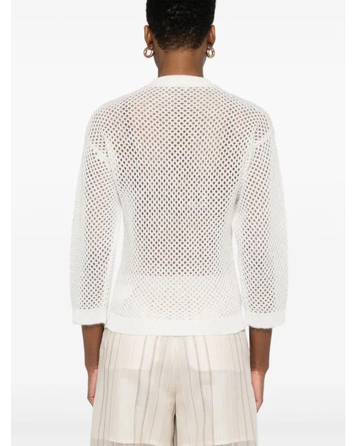 Peserico White Open-Knit Sweater
