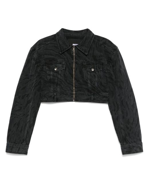 ROTATE BIRGER CHRISTENSEN Black Zebra-Print Denim Jacket