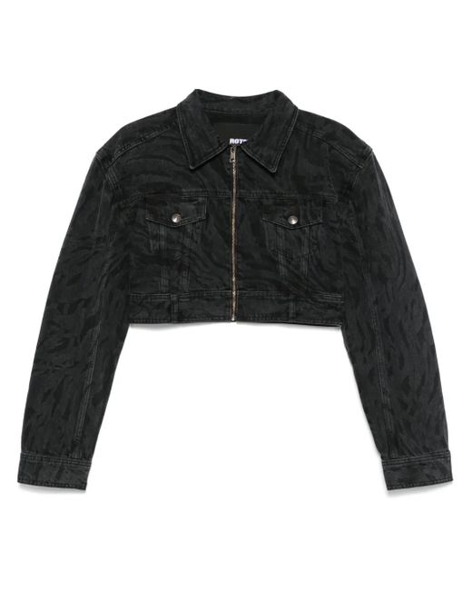 ROTATE BIRGER CHRISTENSEN Black Zebra-Print Denim Jacket