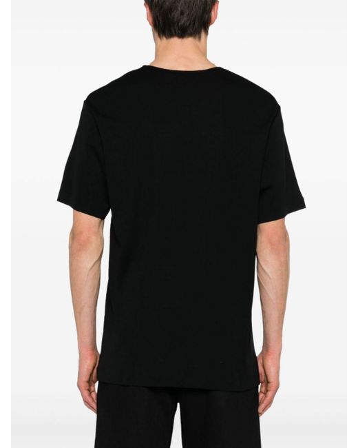 Lemaire Black Ribbed Cotton T-Shirt for men