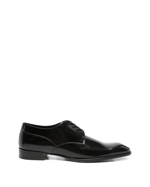 メンズ Saint Laurent エナメルレザー ダービーシューズ ブラック | Lyst