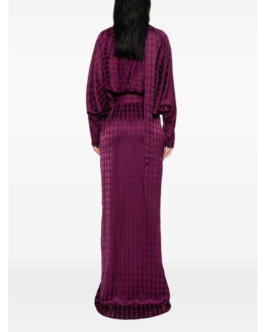 Taller Marmo Purple Dunaway Belted Printed Dress