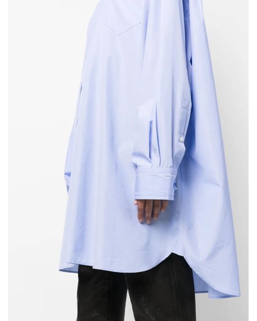 Maison Margiela Blue Camicia In Popeline Di Cotone