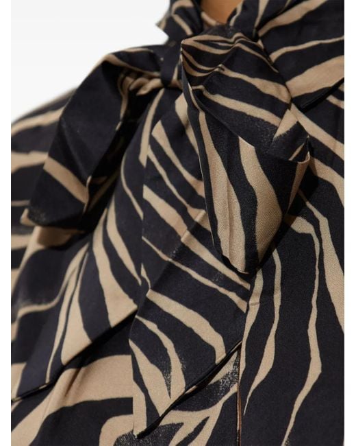 Munthe Black Zebra-Print Tie-Neck Blouse